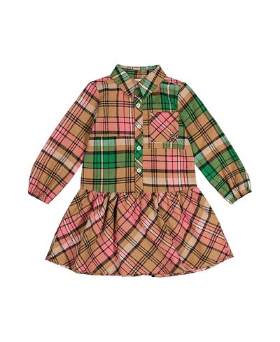 Deux Par Deux Deux par Deux Girls' Plaid Button Front Chest Pocket Shirt Dress