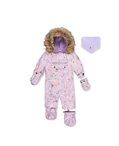 Deux Par Deux Deux par Deux Girls' Play Cat Faux Fur Hood Car Seat One Piece Snowsuit