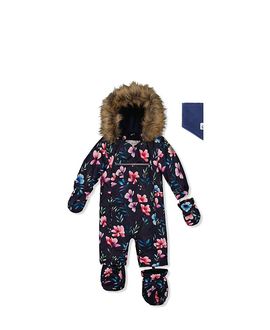 Deux Par Deux Deux par Deux Girls' Play Floral Faux Fur Hood Car Seat One Piece Snowsuit