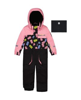 Deux Par Deux Deux par Deux Girls' Play Gummy Bear Hood & Expandable Sleeve One Piece Snowsuit