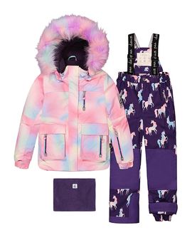 Deux Par Deux Deux par Deux Girls' Play Jacket & Unicorn Pants Two Piece Snowsuit