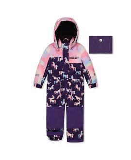 Deux Par Deux Deux par Deux Girls' Play Unicorn Hood & Expandable Sleeve One Piece Snowsuit