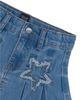 Deux Par Deux Deux par Deux Girls' Pleated Denim Elastic Waistband Star Applique Skirt - 3