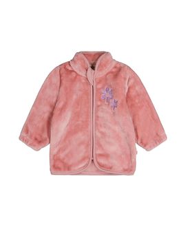 Deux Par Deux Deux par Deux Girls' Plush Flower Embroidered Zip Jacket