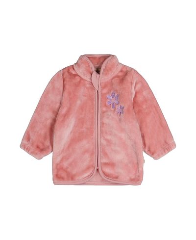 Deux Par Deux Deux par Deux Girls' Plush Flower Embroidered Zip Jacket