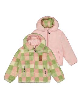 Deux Par Deux Deux par Deux Girls' Reversible Mid-Season Fleece Full Zip Hooded Jacket