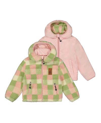 Deux Par Deux Deux par Deux Girls' Reversible Mid-Season Fleece Full Zip Hooded Jacket