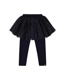 Deux Par Deux Deux par Deux Girls' Rib Integrated Tulle Skirt Elastic Waist Leggings
