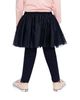 Deux Par Deux Deux par Deux Girls' Ribbed Elastic Waist Tulle Skirt Leggings - 4