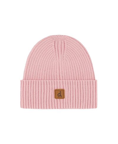 Deux Par Deux Deux par Deux Girls' Ribbed Knit Folded Cuff Logo Patch Hat