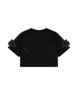 Deux Par Deux Deux par Deux Girls' Short Sleeve Milano Bow Shoulder Heart Balloon Top