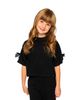 Deux Par Deux Deux par Deux Girls' Short Sleeve Milano Bow Shoulder Heart Balloon Top - 4