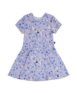 Deux Par Deux Deux par Deux Girls' Short Sleeve Unicorn Drop Waist Dress