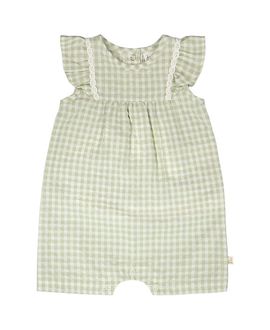Deux Par Deux Deux par Deux Girls' Sleeveless Flutter Ruffles Gingham Romper