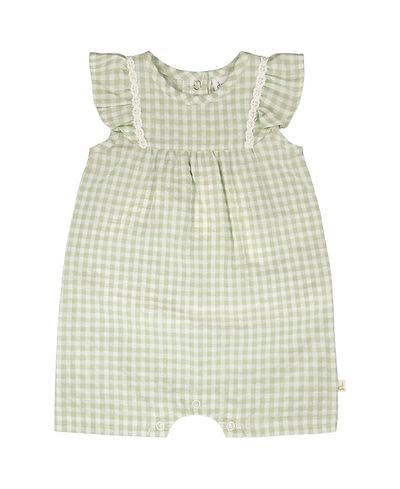 Deux Par Deux Deux par Deux Girls' Sleeveless Flutter Ruffles Gingham Romper