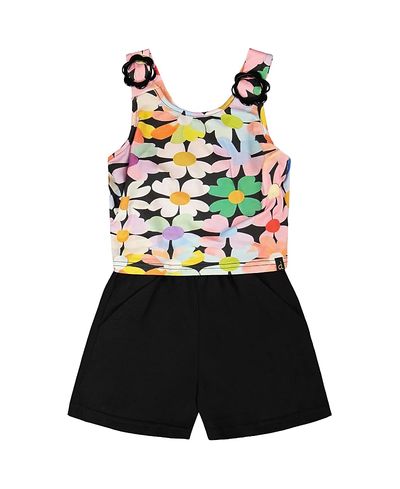 Deux Par Deux Deux par Deux Girls' Sleeveless Jersey Flowers Jumpsuit