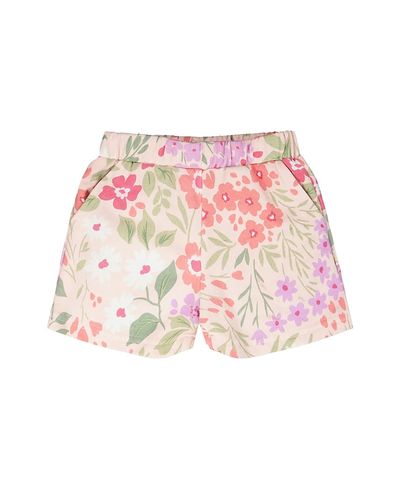 Deux Par Deux Deux par Deux Girls' Straight Cut French Terry Flowers Shorts