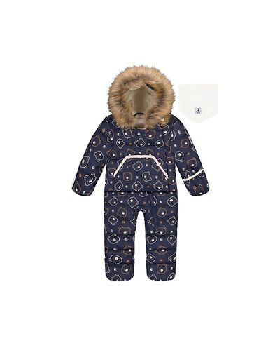 Deux Par Deux Deux par Deux Girls' Teddy Bears Snug Car Seat Fleece Neckwarmer One Piece Snowsuit