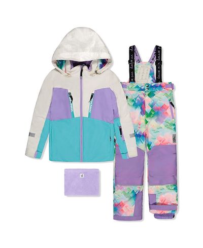 Deux Par Deux Deux par Deux Girls' Teknik Diamond Pattern Jacket & Reinforced Pants Two Piece Snowsuit