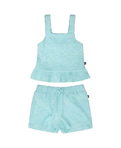 Deux Par Deux Deux par Deux Girls' Terry Tank Top with Ruffle Hem Shorts Set