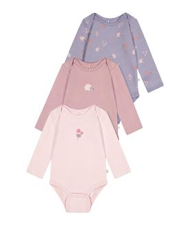 Deux Par Deux Deux par Deux Girls' Three Pack Organic Cotton Onesie Hedgehog Print
