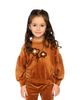 Deux Par Deux Deux par Deux Girls' Velvet Shimmer Flower Applique Elastic Hem Top - 2