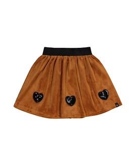 Deux Par Deux Deux par Deux Girls' Velvet Shimmer Heart Sequin Elastic Waist Skirt
