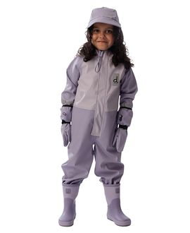 Deux Par Deux Deux par Deux Girls' Waterproof Hooded Reflective Rain One Piece