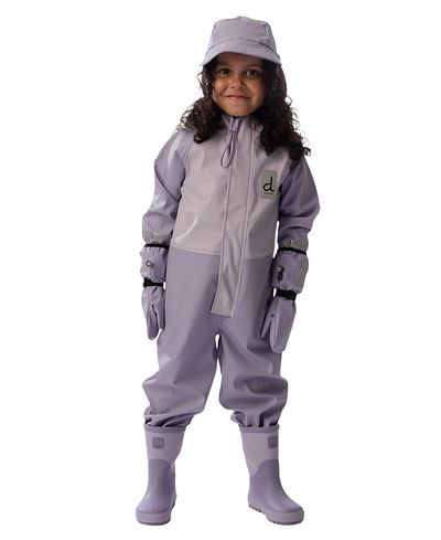 Deux Par Deux Deux par Deux Girls' Waterproof Hooded Reflective Rain One Piece