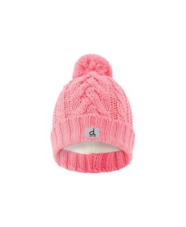 Deux Par Deux Deux par Deux Girls' Winter Cable Pattern Fleece-Lined Pompom Knit Hat