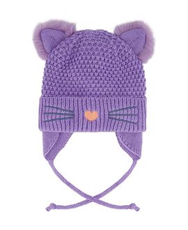 Deux Par Deux Deux par Deux Girls' Winter Cat Ears Fleece-Lined Chin Tie Knit Hat