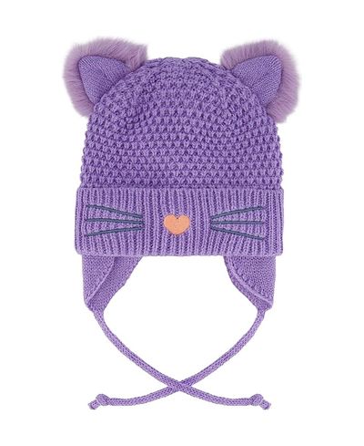 Deux Par Deux Deux par Deux Girls' Winter Cat Ears Fleece-Lined Chin Tie Knit Hat