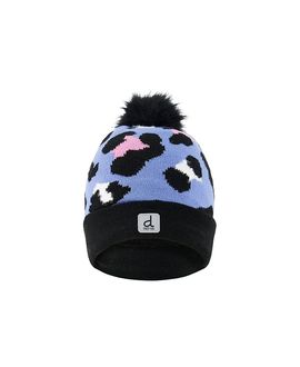 Deux Par Deux Deux par Deux Girls' Winter Leopard Jacquard Fleece-Lined Pompom Knit Hat