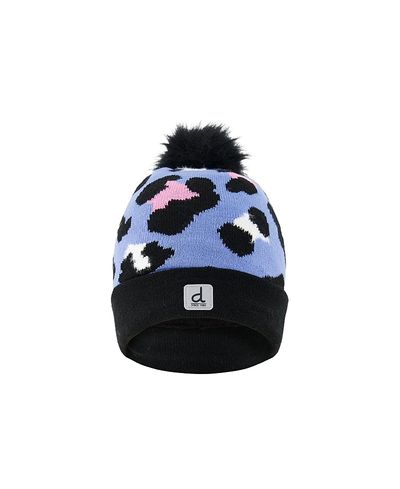 Deux Par Deux Deux par Deux Girls' Winter Leopard Jacquard Fleece-Lined Pompom Knit Hat