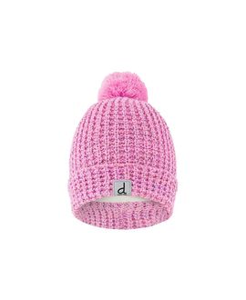 Deux Par Deux Deux par Deux Girls' Winter Marled Rolled Cuff Pompom Knit Hat
