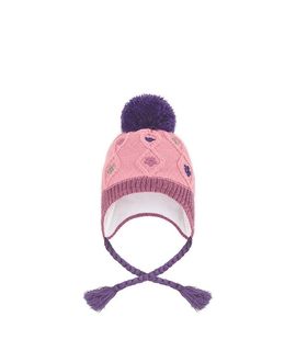 Deux Par Deux Deux par Deux Girls' Winter Peruvian Embroidered Fleece-Lined Pompom Knit Hat