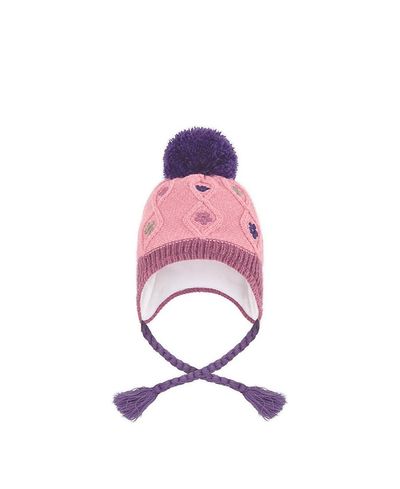 Deux Par Deux Deux par Deux Girls' Winter Peruvian Embroidered Fleece-Lined Pompom Knit Hat