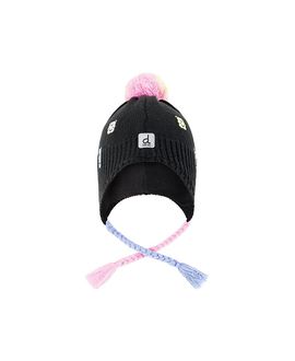 Deux Par Deux Deux par Deux Girls' Winter Peruvian Gummy Bear Fleece-Lined Pompom Knit Hat