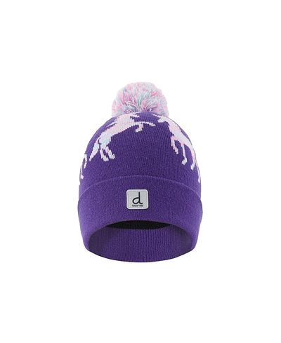 Deux Par Deux Deux par Deux Girls' Winter Unicorn Rolled Cuff Pompom Knit Hat