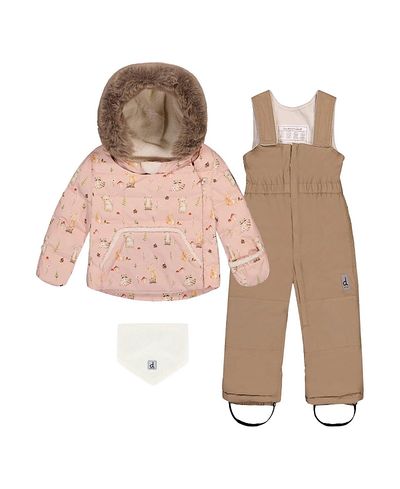 Deux Par Deux Deux par Deux Girls' Woodland Creature Waterproof Coat & Pants Two Piece Snowsuit