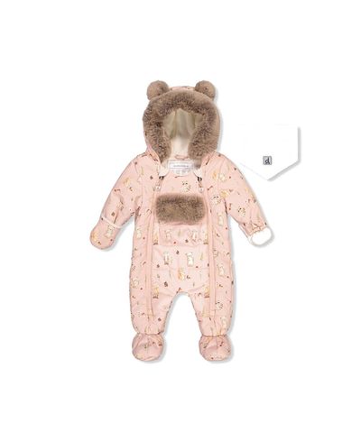 Deux Par Deux Deux par Deux Girls' Woodland Creatures One Piece Romper & Neckwarmer Snowsuit