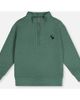 Deux par Deux Deux par Deux Half Zip Mock Neck Brushed Knit Deer Graphic Sweater - 1