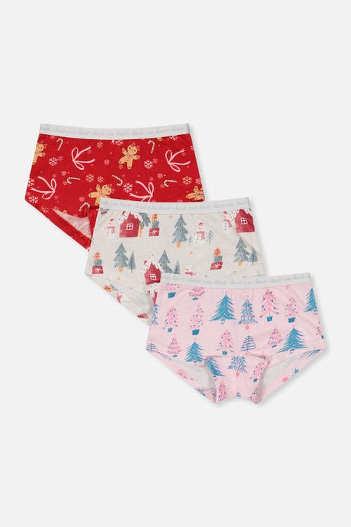 Deux par Deux Deux par Deux Holiday Organic Cotton Full Coverage 3-Pack Boyshort Panties