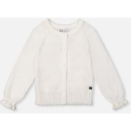 Deux par Deux Deux par Deux Knit Button-Front Scallop Ruffle Trim Cardigan