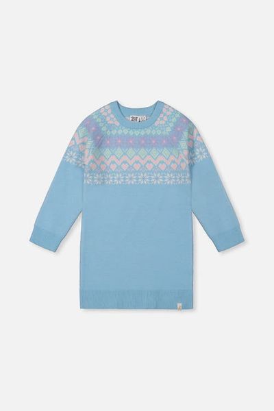 Deux par Deux Deux par Deux Knit Fair Isle Yoke Raglan Sleeve Dress