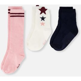 Deux par Deux Deux par Deux Knit Ribbed Cuff Star Detail Socks