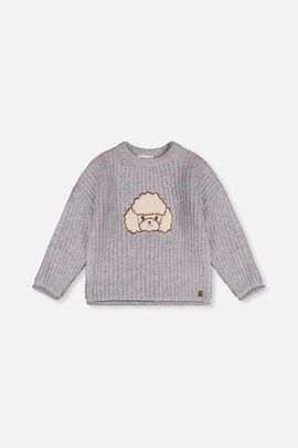 Deux par Deux Deux par Deux Knit Texture Poodle Appliqué Sweater