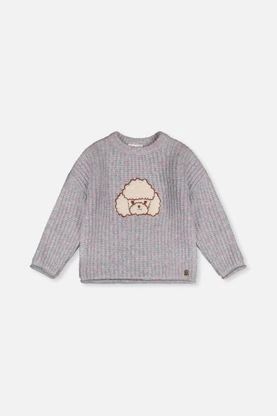 Deux par Deux Deux par Deux Knit Texture Poodle Appliqué Sweater