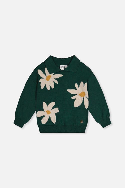 Deux par Deux Deux par Deux Knitted Daisy Jacquard Shirt Collar Sweater