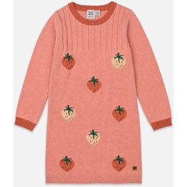 Deux par Deux Deux par Deux Knitted Strawberry Jacquard Ribbed Trim Dress